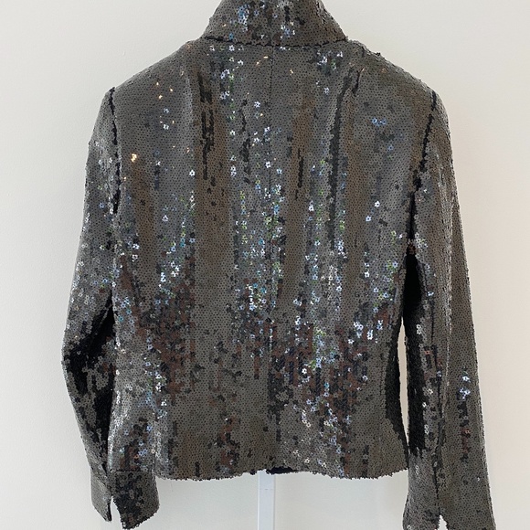 AKRIS BLACK FLORAL SEQUINS EVENING CROPPED JACKET FR 38 / US 6 NOWTS! - Picture 6 of 17